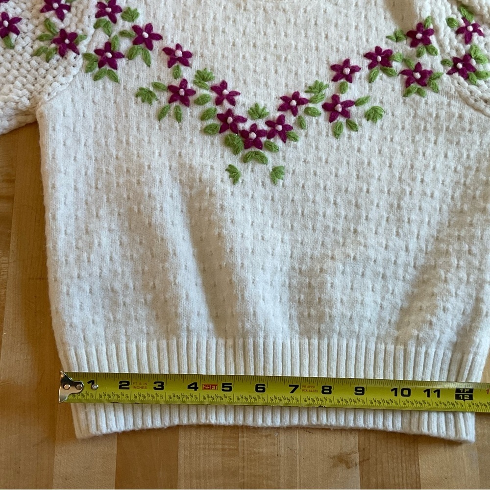 Lulus XS Cream Embroidered Floral Coquette Sweater Cottagecore - Picture 13 of 16
